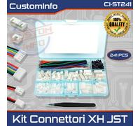 Kit Connettori XH 2.54mm JST 2-7 Pin con Cavi Pre-crimpati 22AWG 13cm 241 Pezzi