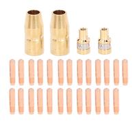 Kit consumabili per saldatura 25 punte di contatto 2 ugelli 2 diffusori di gas Ottone durevole Resistente alle alte temperature per Miller Millermatic M10 M15 Hobart H9 H10