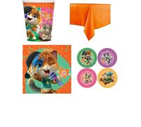 KIT COORDINATO 44 GATTI 2 COMPLEANNO FESTA PIATTI BICCHIERI TOVAGLIOLI TOVAGLIA