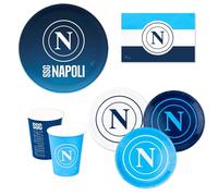 Kit coordinato CALCIO squadra Napoli - 6 OSPITI - addobbo decoro tavola torta - per feste party di compleanno - Piatti, Piattini e Bicchieri in carta monouso