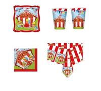 KIT COORDINATO CIRCUS FESTA COMPLEANNO PIATTI BICCHIERI TOVAGLIOLI TOVAGLIA