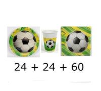 KIT COORDINATO COMPLEANNO PER TAVOLA 108 pezzi VERDE CALCIO SPORT PALLONE