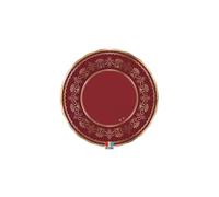 Kit Coordinato Festa Natale Rosso Royale con Oro, Piatti, Bicchieri, Tovaglioli, Raviere Plastic Free Carta (Piatto Fondo 6pz (24cm))