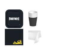 KIT COORDINATO FORTNITE COMPLEANNO PIATTI BICCHIERI TOVAGLIOLI TOVAGLIA