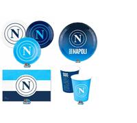 KIT COORDINATO NAPOLI COMPLEANNO PIATTI BICCHIERI TOVAGLIOLI