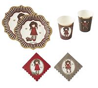 Kit Coordinato per feste di compleanno a tema SANTORO GORJUSS per 16 persone (16 piatti, 16 bicchieri, 16 tovaglioli)