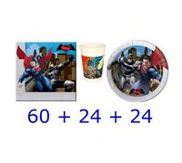 KIT COORDINATO PER TAVOLA 108 pezzi BATMAN SUPERMAN BATMAN V SUPERMAN COMPLEANNO