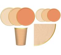 Kit coordinato tavola festa RUSTIC SUNSET variante terracotta/salmone - piatti