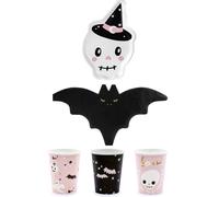 Kit coordinato tavolo HAPPY HALLOWEEN - Viola Rosa e Nero - set Tavola MONOUSO F
