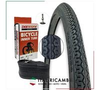 KIT COPERTONE BICI E CAMERA D'ARIA 26 X 1.2 NERO 35 584 VALVOLA ITALIA DEESTONE