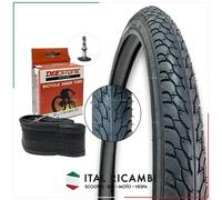 KIT COPERTONE NERO E CAMERA D'ARIA BICI 20 x 1.75 47 406 VALVOLA ITALIA DEESTONE