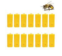 Kit Coppa Allevamento Apicoltura Gabbie In Plastica Api Regine Apicoltore Ape Gabbia Adatto Agli Apicoltori per Utilizzare al Meglio l'ape Regina per Allevare e Allevare Prole (14 Pezzi, Giallo)
