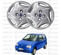 KIT COPPIA 2 COPRICERCHI COPPA RUOTA PER FIAT SEICENTO (600) LOGO BLU - D13"