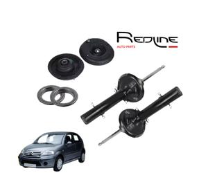 KIT COPPIA AMMORTIZZATORI ANTERIORI REDLINE+ KIT SUPPORTI COMPLETI CITROEN C2 C3