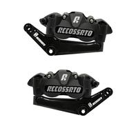 Kit Coppia Di Pinze Freno Radiali Anteriori Forgiate Monoblocco Ossidate Nere + Flange Freno Per Harley Davidson ROAD KING SPECIAL Dal 2017 Al 2018 (CC 1746)