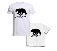 Kit Coppia di T-Shirt Maglietta Bear And Mini Bear Padre Figlio Coordinato Maglia Uomo e a Anche Body Neonato Idea Regalo per Festa del papà Bianche Nere Rosse…