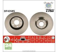 Kit coppia dischi freno TRW Anteriore per AUDI A8 A6