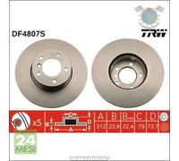 Kit coppia dischi freno TRW Anteriore per BMW 4 F33 F83 420 F32 F82 3 F30 F80 3