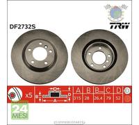 Kit coppia dischi freno TRW Anteriore per BMW Z3 E36 M 3 M3 WIESMANN MF3