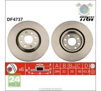 Kit coppia dischi freno TRW Anteriore per FIAT GRANDE PUNTO OPEL CORSA E D ADAM