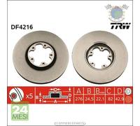 Kit coppia dischi freno TRW Anteriore per FORD TRANSIT RENAULT SUPER