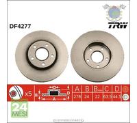 Kit coppia dischi freno TRW Anteriore per FORD TRANSIT TOURNEO