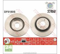 Kit coppia dischi freno TRW Anteriore per HONDA CIVIC VIII CR-V II