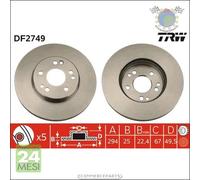 Kit coppia dischi freno TRW Anteriore per MERCEDES CLASSE E 320 36 124 400