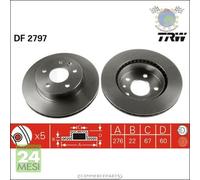 Kit coppia dischi freno TRW Anteriore per MERCEDES CLASSE V 280 230 220 200 VIT