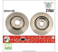 Kit coppia dischi freno TRW Anteriore per OPEL INSIGNIA A SAAB 9-5