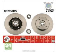 Kit coppia dischi freno TRW Posteriore per CITROEN C3 III II DS3 C4 I DS OPEL C