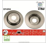 Kit coppia dischi freno TRW Posteriore per DAIMLER JAGUAR XK XJ