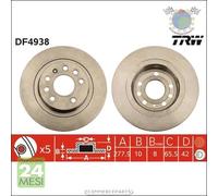 Kit coppia dischi freno TRW Posteriore per OPEL ZAFIRA B / ASTRA H