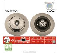 Kit coppia dischi freno TRW Posteriore per RENAULT LAGUNA GRAND