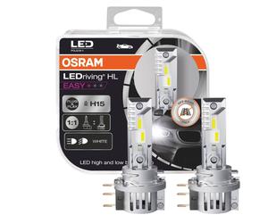 KIT COPPIA LAMPADE LAMPADINE H15 LED HL EASY OSRAM LUCE BIANCA 6000K