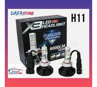 KIT COPPIA LAMPADE LED AUTO MOTO X3 H11 LED 6000LM 50W 6000K BIANCO FREDDO SMD