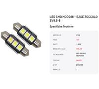 KIT COPPIA LAMPADINE LED SILURO FESTOON 12V C5W 1,90W SV8 6000K RIATEC CANBUS