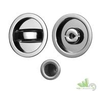 KIT COPPIA MANIGLIE TONDO PORTE SCORREVOLI IN ZAMA NICCHIA Ø 48mm CROMO SATINATO