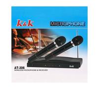 KIT COPPIA MICROFONI PROFESSIONALI WIRELESS CON CENTRALINA VHF BICANALI AT-306