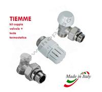 KIT 3 PEZZI VALVOLA/DETENTORE E TESTA TERMOSTATICA 3/8"G - 1/2"X16 TIEMME RACC