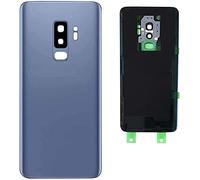 (KIT) Copri Batteria + biadesivo + lente compatibile per SAMSUNG GALAXY S9 Plus G965F G965 + Ricambio Vetro Posteriore Back Cover Retro Scocca adesivo + lente obbiettivo CAMERA (Blu)
