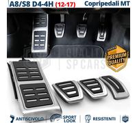 Kit COPRIPEDALI Sportivi per Audi A8 12-17 MANUALE Pedaliera Alluminio e Gomma
