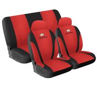 Simoni Racing CSR/da-R Coprisedili Daisy per Auto, Set Coprisedili Anteriori e Posteriori con Poggiatesta, Coprisedili Universali, Microfibra Rossa