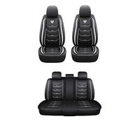 Kit Coprisedili Auto Universale Sportivo Qualità Superiore in Ecopelle Anteriore e Posteriore con Poggiatesta Compatibile con Airbag Laterale Protezione Sedile Look Dinamico (Kit Ant + Post Bianco)