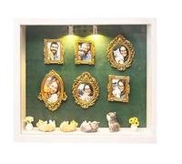 Kit cornice fai da te per scatola porta con silhouette mini museo, cornice piccola scatola porta con mini cornici dorate e figurine di gatti per collezionisti, casa, appartamento