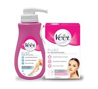 Kit Corpo&Viso, Veet Crema Depilatoria Pelli Sensibili, per Gambe, Braccia, Ascelle e Zona Bikini, 400 ml + Veet Pure Depilazione Viso, Crema Depilatoria e Crema Post Epilazione, 2x 50 ml