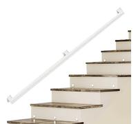 Kit Corrimano Moderno per Scale Industriale in Ferro Zincato Bianco da 30-600 cm per Interni ed Esterni, Supporto per Montaggio a Parete (Size: 2.7m)