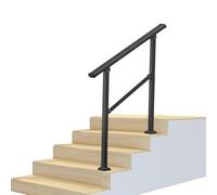 Kit corrimano per scale esterne, corrimano di transizione adatti a 3 o 4 gradini, ringhiera per scale in acciaio zincato nero per veranda, casa, giardino, interni(Height 95cm,60cm/24inch)