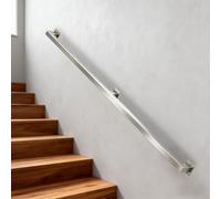 Kit Corrimano Scale 1 2 3 4 5 6 metri in Acciaio Inox Silver - Kit Completo. Ringhiere per scale domestiche per interni, poggiapiedi per bancone bar con balaustra a muro(1m)