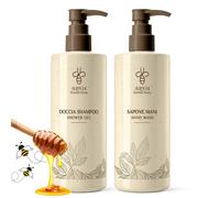 Kit Cortesia 1x Doccia Shampoo 1x Sapone Mani Dispenser 380ml Fragranza al Miele